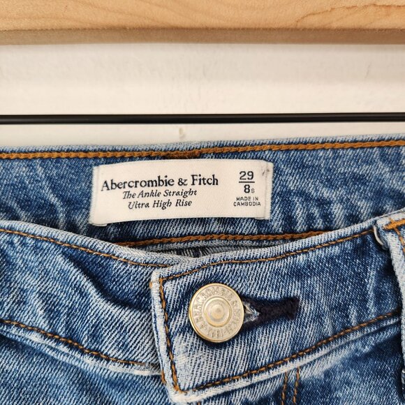 Abercrombie & Fitch Ankle Straight Ultra High Rise Jeans Light Wash Denim 29 - Picture 5 of 7